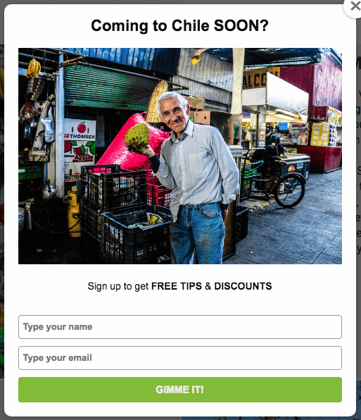 Newsletter sign up under a photo of a man enjoying a tour