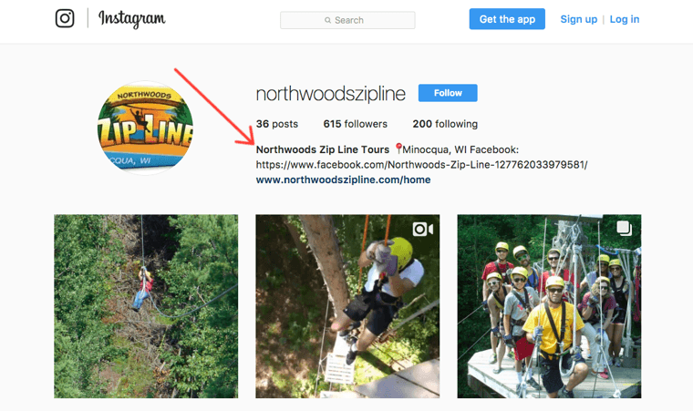 Northwoods Zipline Tours Instagram profile