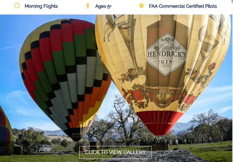 Hot air balloon gallery photos on tour page