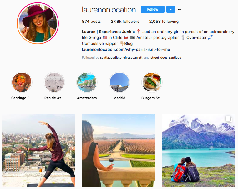 laurenonlocation Instagram profile