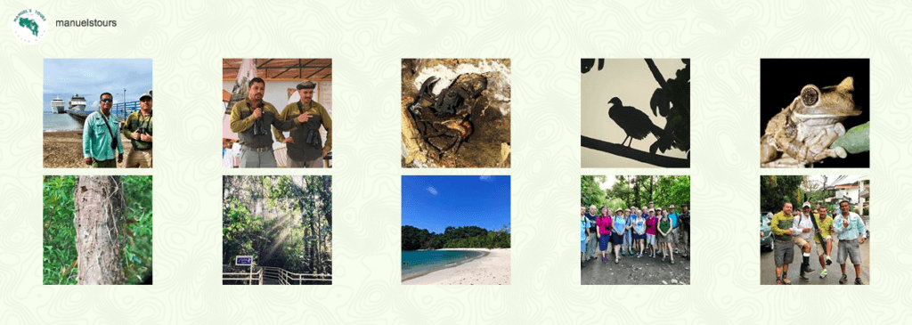 Instagram feed for Manuel's Tours showing ten images