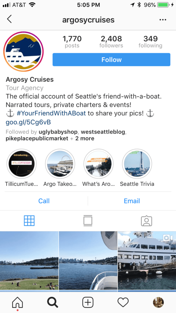 Argosy Cruises Instagram profile