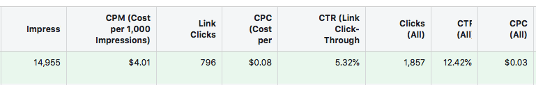 Facebook ad campaign results from Lagerhead Cycleboats