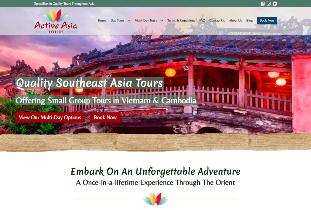 Active Asia Tours Website