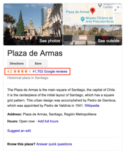 Screenshot of Plaza de Armas Google Review