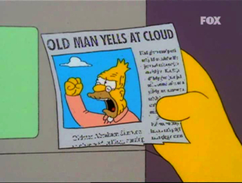 Grandpa Simpson yelling at a cloud