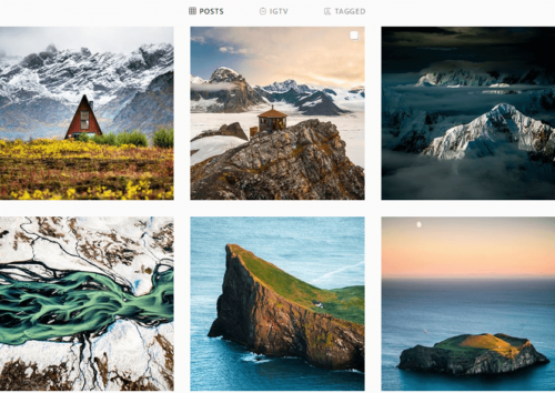 instagram feed of photos of beautiful landscapes