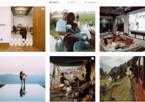 instagram feed of man in various locations