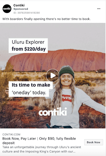 Contiki ad of woman in front of Uluru