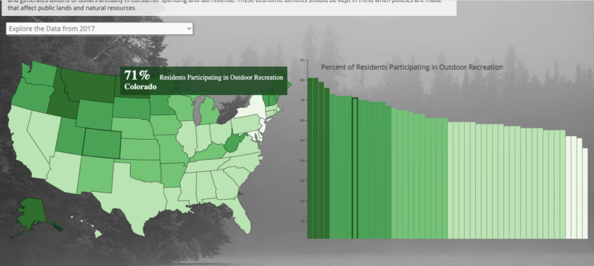 An interactive map showing data from different states