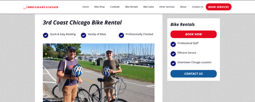 Screenshot of happy customers renting bikes for 3rd Coast Cycles