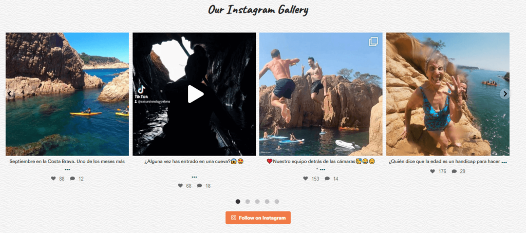 Excursions Barcelona Instagram Integration