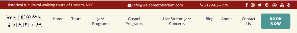 Welcome to Harlem Website Menu